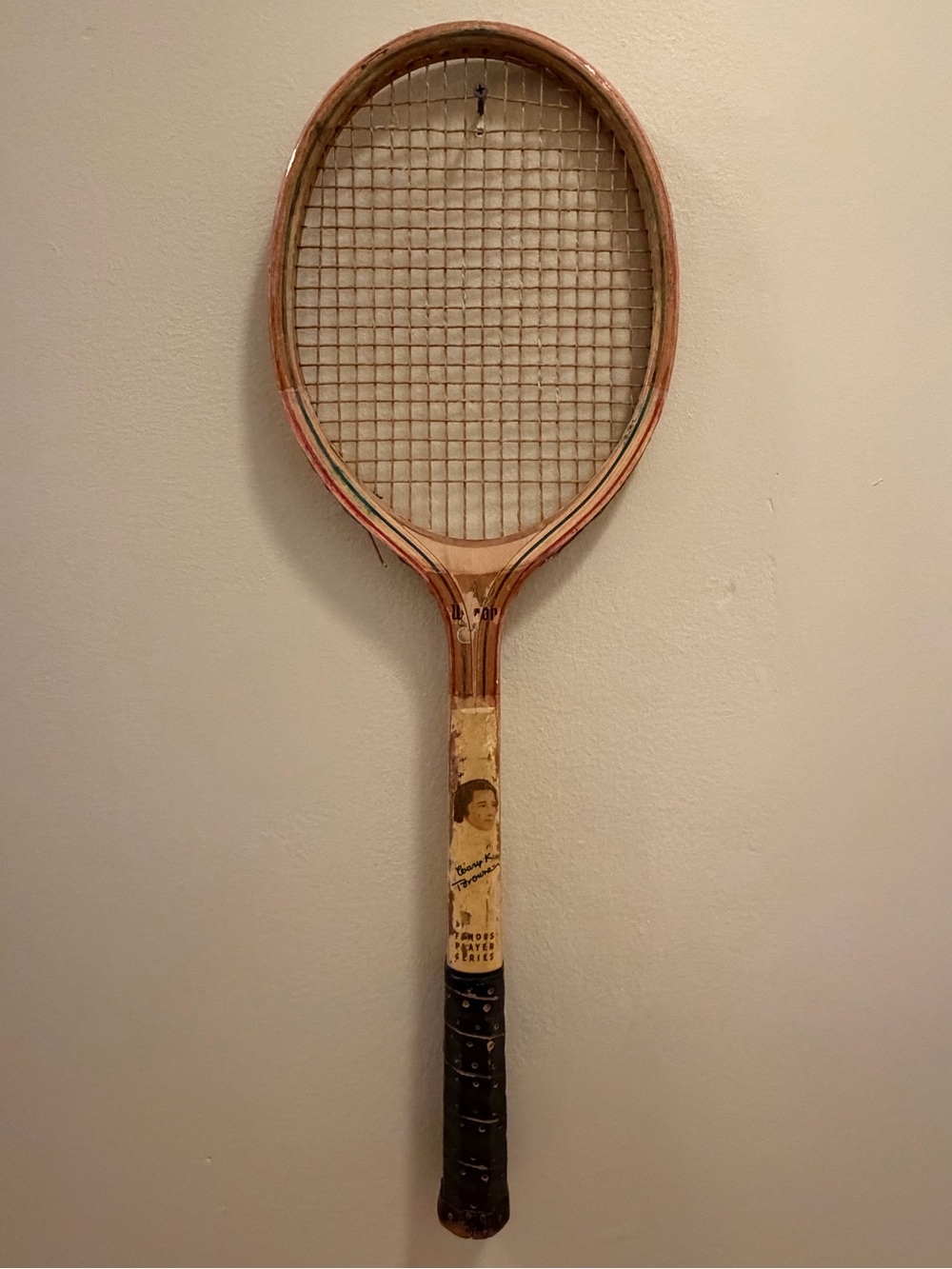 Vintage Wooden Tennis Racket in Natural Wood and Black
